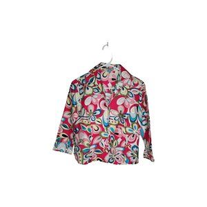 Too She She Size 2 Multicolor Tropical Floral Print Long Sleeve 3 Side Button